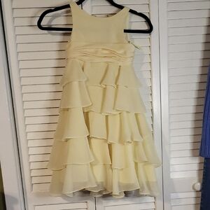 Girls' Tiered Ruffle Formal Dress in Pale Yellow